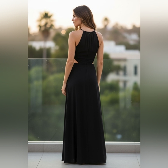 NEW REVOLVE, RORY BECCA,  BLACK LAUREN MAXI  DRESS SIZE L, NWT, VACATION - Picture 3 of 5